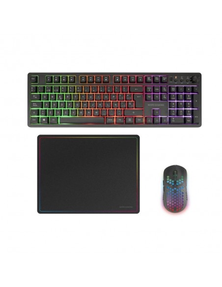 Teclado + raton mars gaming mcpwxes inalambrico negro + alfombrilla