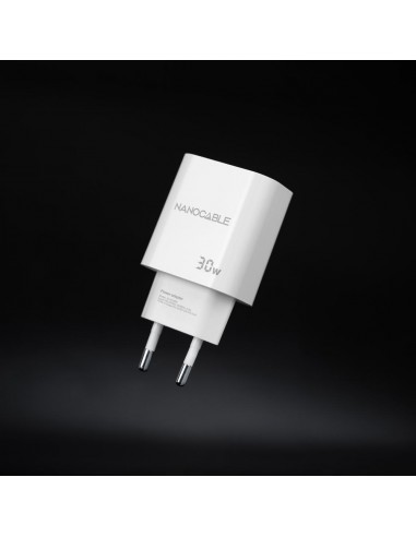 Cargador nanocable pared usb - c pd 30w blanco