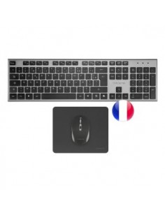 Teclado + raton tacens 6zenithfr inalambrico gris frances + alfombrilla