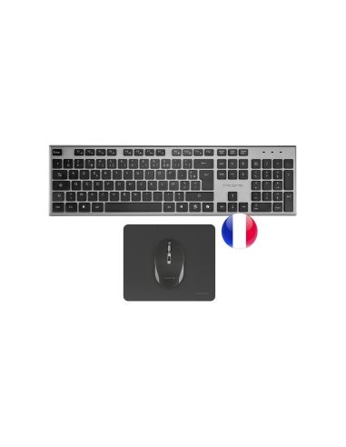 Teclado + raton tacens 6zenithfr inalambrico gris frances + alfombrilla