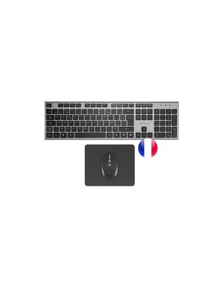 Teclado + raton tacens 6zenithfr inalambrico gris frances + alfombrilla