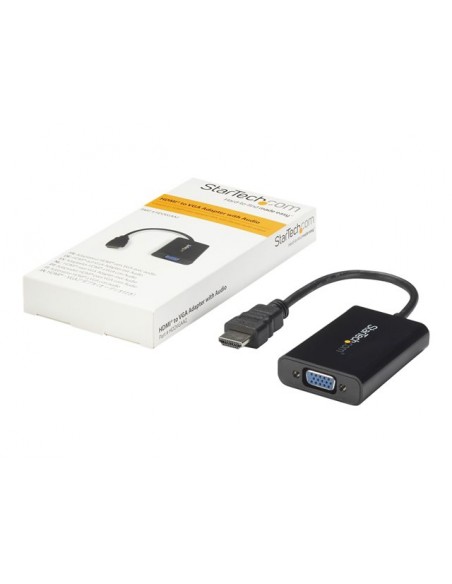 Adaptador hdmi a vga - jack 3.5mm - micro usb tipo b startech 25cm - macho - hembra - negro