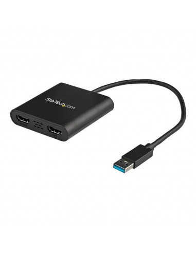 Adaptador usb 3.0 a 2x hdmi staretch 25cm - macho - hembra - negro