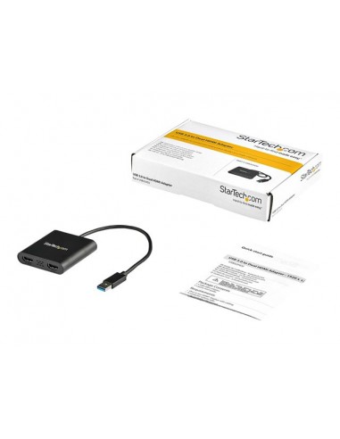 Adaptador usb 3.0 a 2x hdmi staretch 25cm - macho - hembra - negro
