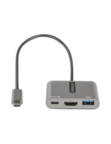 Adaptador usb tipo c a usb tipo c - usb tipo a - hdmi startech macho - hembra - gris