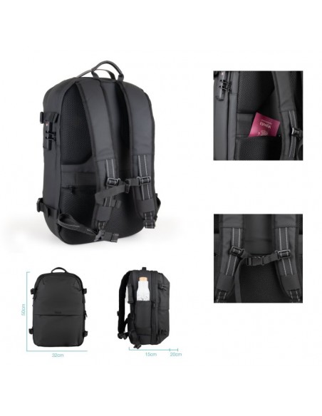 Mochila tooq tqbp - v101 - bk para portatil 17 pulgadas negra + comprension vacio y bomba aire 30 - 55l Mochila tooq tqbp - v101 - bk para portatil 17 pulgadas negra + comprension vacio y bomba aire 30 - 55l