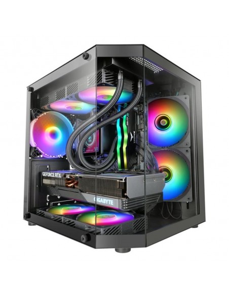 Caja ordenador mars gaming mc3tlite matx rgb cristal templado negro
