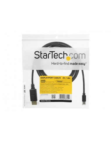 Cable mini dp a displayport startech 1.8m - macho - macho - negro