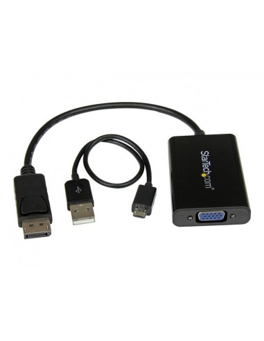 Adaptador displayport a vga startech 0.184m - macho - hembra - negro + cable micro usb tipo b a usb tipo a