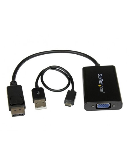 Adaptador displayport a vga startech 0.184m - macho - hembra - negro + cable micro usb tipo b a usb tipo a