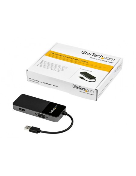 Adaptador usb tipo a a hdmi - vga startech - macho - hembra - negro - plata Adaptador usb tipo a a hdmi - vga startech - macho - hembra - negro - plata