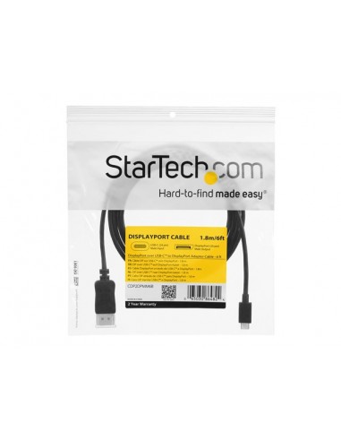 Cable usb tipo c a displayport 4k startech 1.8m - macho - macho - negro