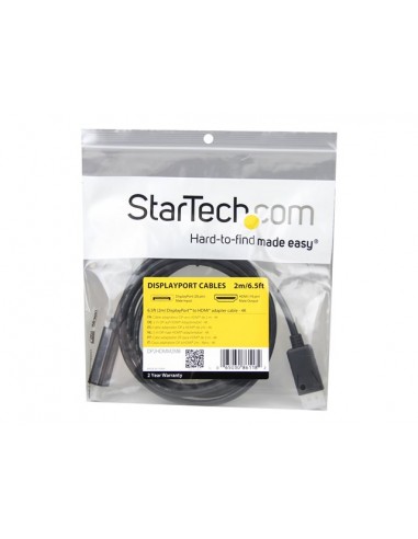 Cable displayport a hdmi startech 2m - macho - macho - negro