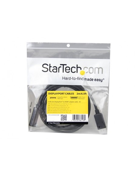 Cable displayport a hdmi startech 2m - macho - macho - negro