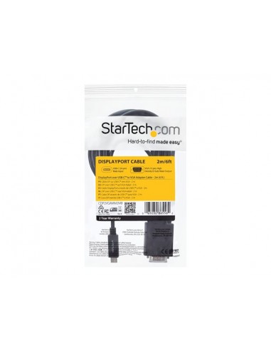 Cable usb tipo c a vga startech 2m -  macho - macho -  negro