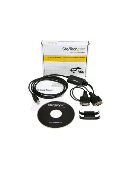 Cable 2x db9 a usb tipo a startech 1.8m - macho - macho - negro