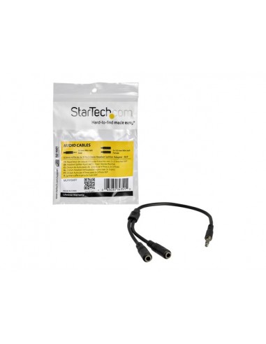 Cable mini jack 3.5mm startech 0.2m - hembra - macho - negro