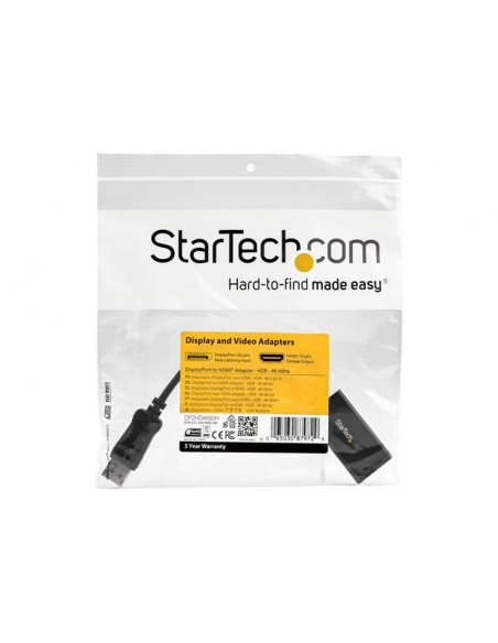 Adaptador dp a hdmi startech macho - hembra - negro Adaptador dp a hdmi startech macho - hembra - negro
