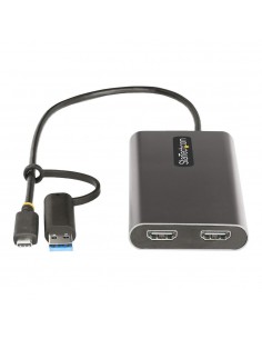 Adaptador usb tipo c - usb tipo a a 2x hdmi startech 0.3m - macho - hembra - gris