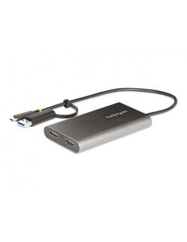Adaptador usb tipo c - usb tipo a a 2x hdmi startech 0.3m - macho - hembra - gris