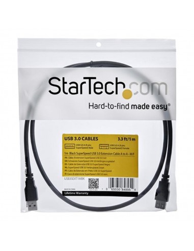 Cable usb 3.0 startech 1m - macho - hembra - negro