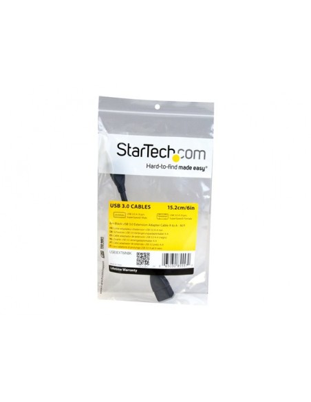 Cable usb 3.0 startech 0.15m - macho - hembra - negro