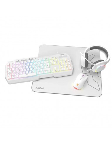 Kit gaming krom kenta pc 4 en 1 rgb blanco