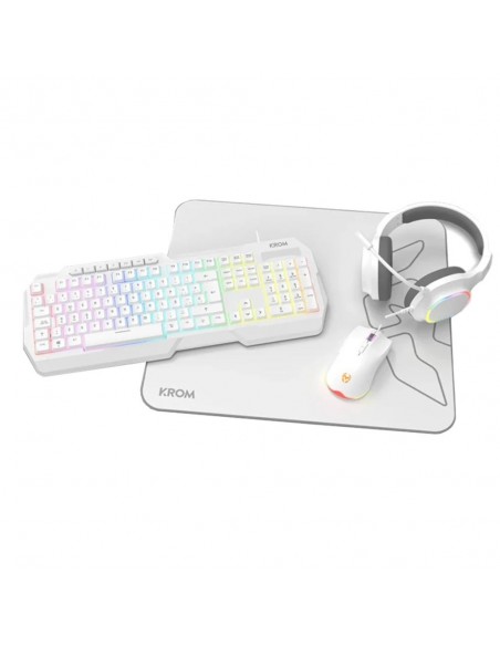 Kit gaming krom kenta pc 4 en 1 rgb blanco
