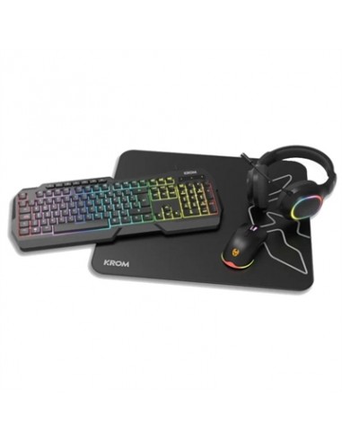 Kit gaming krom kenta pc 4 en 1 rgb negro