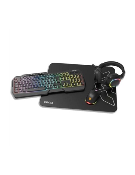 Kit gaming krom kenta pc 4 en 1 rgb negro