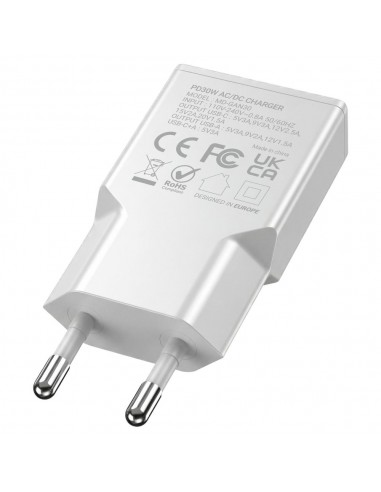 Cargador de pared mars gaming md - gan30w 30w 1x usb tipo c 1 x usb tipo a blanco
