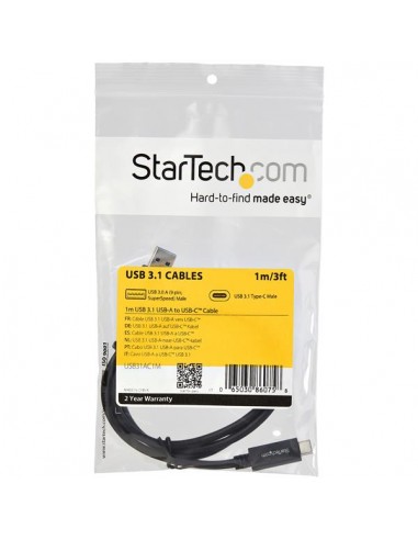 Cable usb tipo c a usb tipo a startech 1m - macho - macho - negro