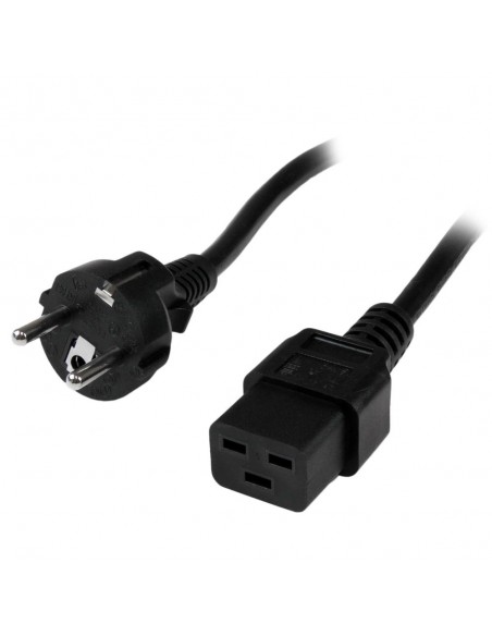 Cable schuko a c19 startech 2m - macho - hembra - negro