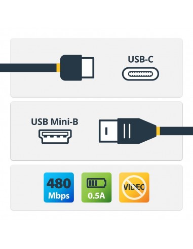 Cable usb tipo c a mini usb tipo b startech 2m - macho - macho - negro