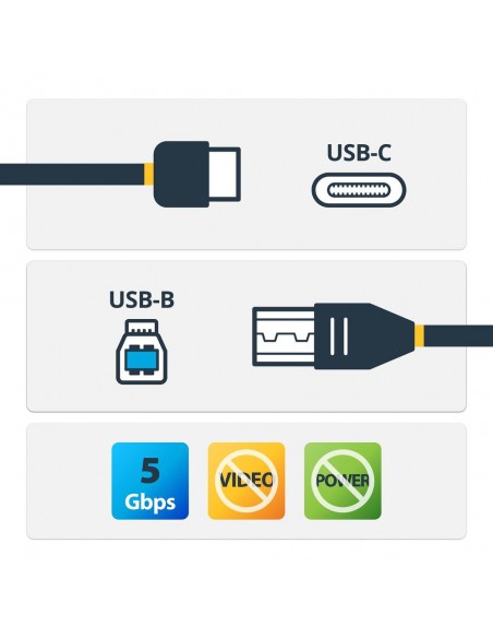 Cable usb tipo c a usb tipo b startech 2m - macho - macho - negro