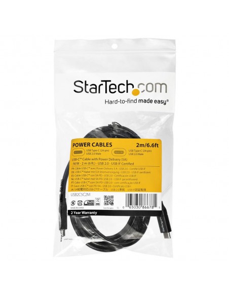 Cable usb tipo c startech 2m - macho - macho - negro Cable usb tipo c startech 2m - macho - macho - negro