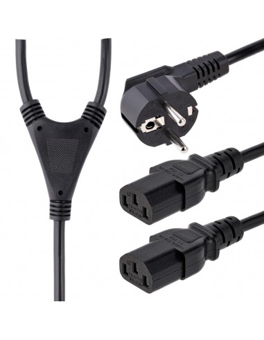 Cable schuko a 2x c13 startech 2m - macho - hembra - negro