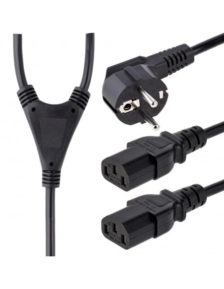 Cable schuko a 2x c13 startech 2m - macho - hembra - negro