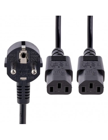 Cable schuko a 2x c13 startech 2m - macho - hembra - negro