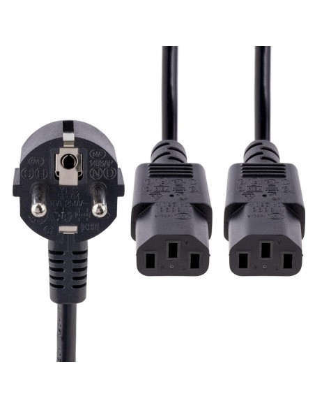 Cable schuko a 2x c13 startech 2m - macho - hembra - negro Cable schuko a 2x c13 startech 2m - macho - hembra - negro