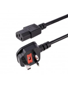 Cable bs1363 a c13 startech 3m - macho - hembra - negro