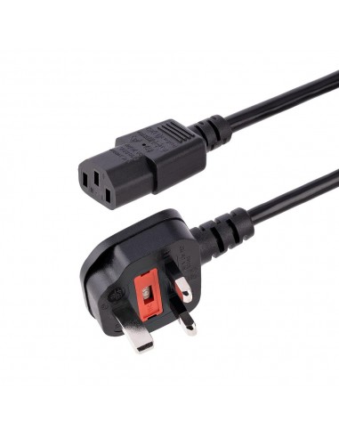 Cable bs1363 a c13 startech 3m - macho - hembra - negro