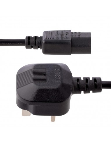 Cable bs1363 a c13 startech 3m - macho - hembra - negro