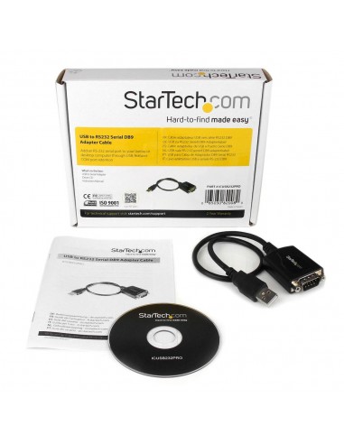 Cable usb tipo a a rs232 db9 startech 0.3m - macho - macho - negro