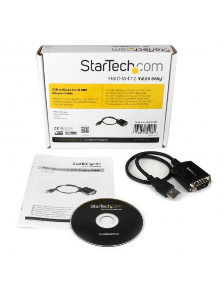 Cable usb tipo a a rs232 db9 startech 0.3m - macho - macho - negro Cable usb tipo a a rs232 db9 startech 0.3m - macho - macho - negro