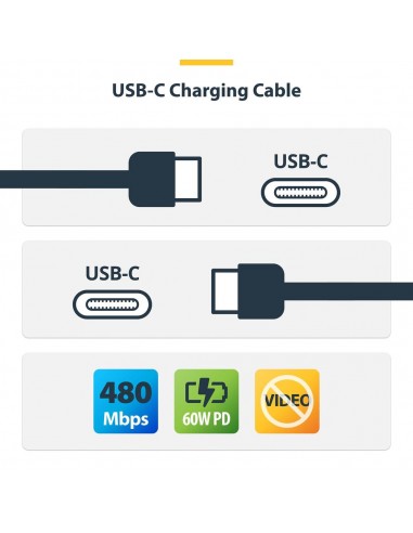 Cable usb tipo c startech 3m - macho - macho - negro trenzado