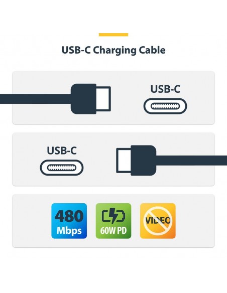 Cable usb tipo c startech 2m - macho - macho - negro trenzado Cable usb tipo c startech 2m - macho - macho - negro trenzado