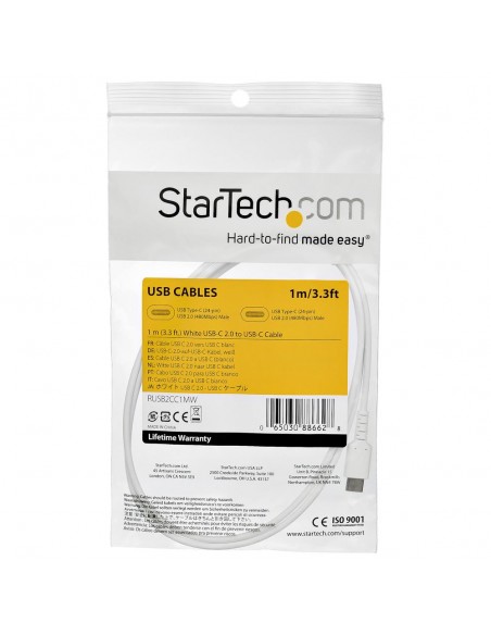 Cable usb tipo c startech 1m - macho - macho - blanco Cable usb tipo c startech 1m - macho - macho - blanco