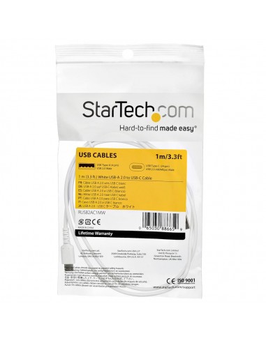 Cable usb tipo a a usb tipo c startech 1m - macho - macho - blanco
