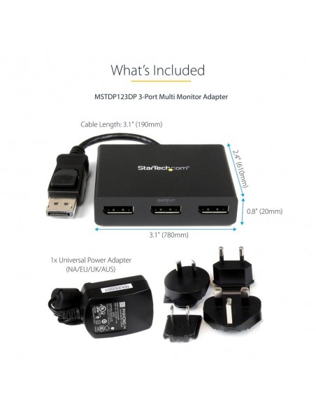 Hub displayport 3 puertos mst